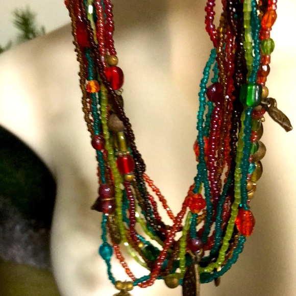 Multi Strand Bead & Charm French Necklace - Picture 8 of 9